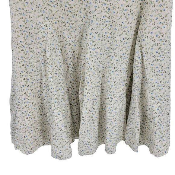 Sundance Skirt Silk Linen Midi Ditzy Floral Godet Prairie Cottage Core Cream 10 - Picture 8 of 11